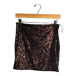 Altar’d State Iridescent Sequined Mini Skirt Back Exposed Zipper Small